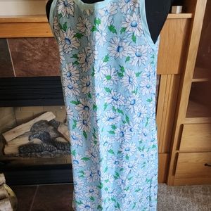 Vintage Montgomery Ward Women's Blue Floral Trim/Pocket Lightweight/Summer Dress